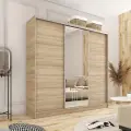 Szafa Przesuwna Sonoma FLEKS z lustrem 200 cm Garderoba Szuflady