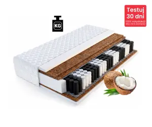 Materac Sprężynowy 160x200 Kieszeniowy H4/H5 MEDICAL HARD BIS z 3x  Kokosem 24cm 100kg+