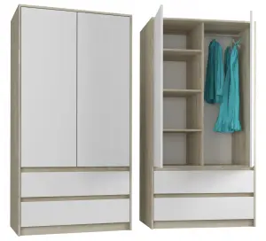 Szafa garderoba 2 Drzwiowa 90cm Sonoma Biały