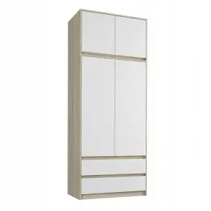 Szafa garderoba 2 Drzwiowa 90cm + Nadstawką B/Sonoma