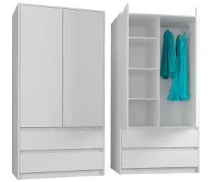Szafa garderoba 2 Drzwiowa 90cm Biała
