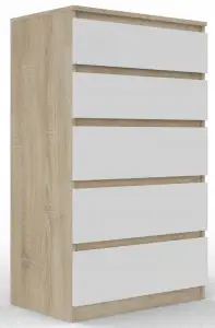 Komoda 70CM Sonoma Biały 5 SZUFLAD  