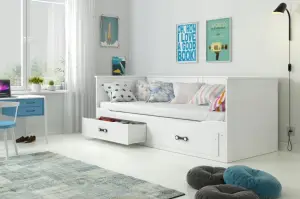 Łóżko Hektor rozkładane z Materacem 80x200 Białe Grafit