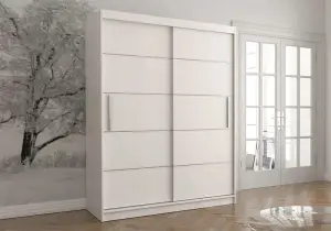 Szafa Przesuwna 150cm BIAŁA drążek  + półki