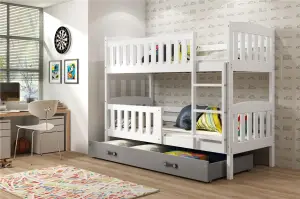 Łóżko piętrowe KUBUŚ 180x80 200x90 2-3 osobowe – BIAŁE