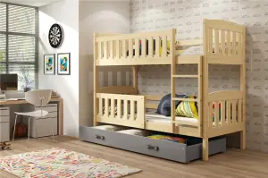 Łóżko piętrowe KUBUŚ 180x80 200x90 2-3 osobowe – SOSNA