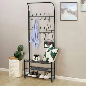 Metalowy stojący wieszak na ubrania stojak na buty 2w1