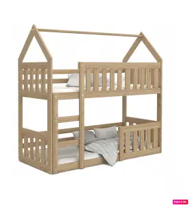 Łóżko piętrowe DOMEK 160x80 drewno SOSNA