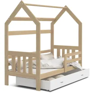 Łóżko parterowe DOMEK MINI 80x190 cm drewno SOSNA 