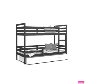 Łóżko piętrowe 80x160 JOHNNY  2 osobowe z szufladą – SZARY