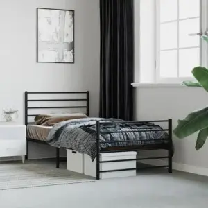 Łóżko metalowe Classic 90x200 Czarne Białe
