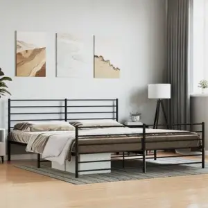 Łóżko metalowe Classic 200x200 Czarne Białe