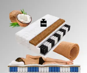 Materac Sprężynowy 160x200 Kieszeniowy H3/H5 MEDICAL HARD SILVER  z Kokosem 23cm 100kg+