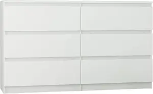 Komoda Biała 120cm 6 Szuflad 