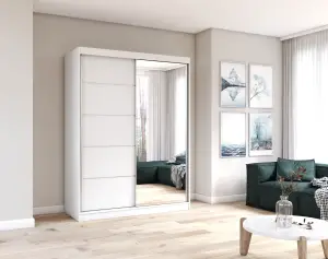 Szafa Przesuwna 150 cm Z lustrem Westa 5 Biała