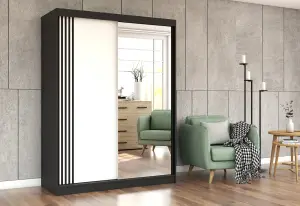 Szafa Przesuwna 150 cm Z lustrem Westa 7 Czarna