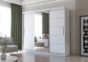 Szafa Przesuwna z Lustrem 250 cm Biała ALBA I